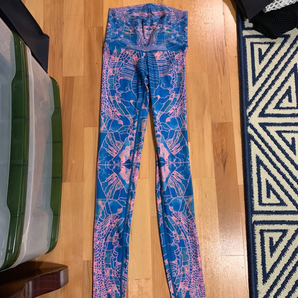 NWOT. Blue and pink funky cute leggings!